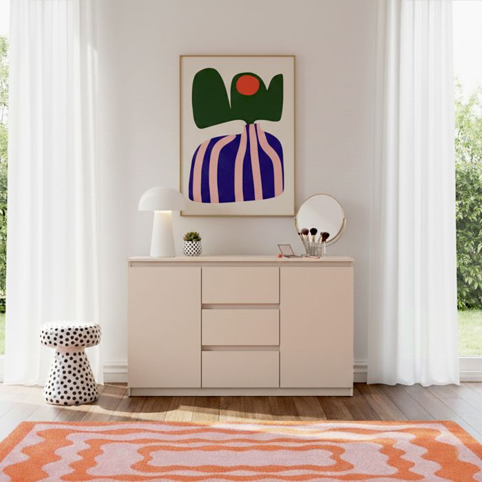 Buffet SNORRI cachemire 2 portes 3 tiroirs 120cm Buffet SNORRI cachemire 2 portes 3 tiroirs 120cm