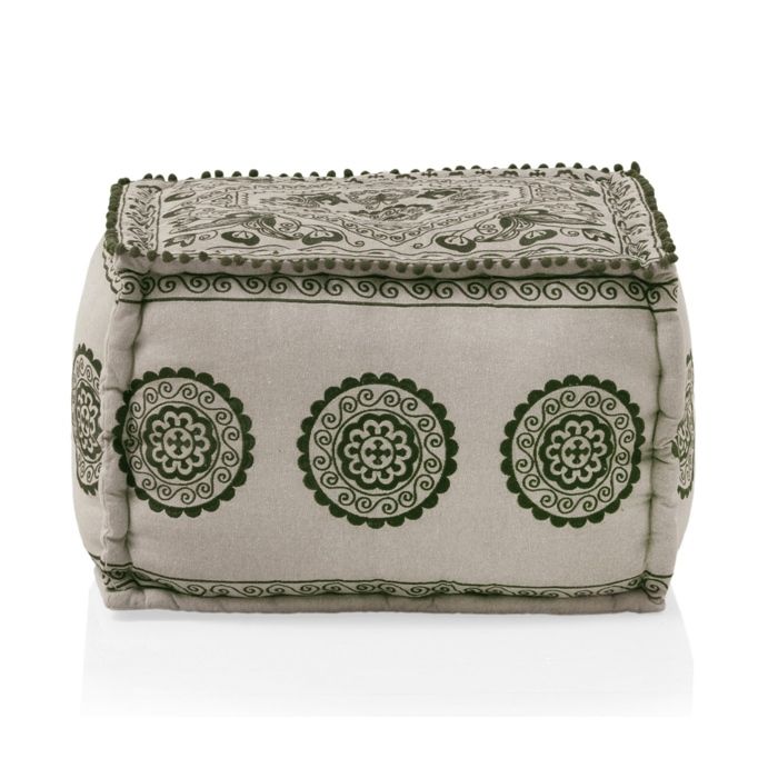 Pouf rectangulaire en textile coloris lin - REF. 10786 Pouf rectangulaire en textile coloris lin - REF. 10786