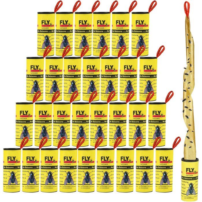 30PCS Bandes De Papier Tue-Mouches Rubans Collants pour Pièges À Mouches Rubans pour Pièges À Mouches pour Intérieur Et Extérieur