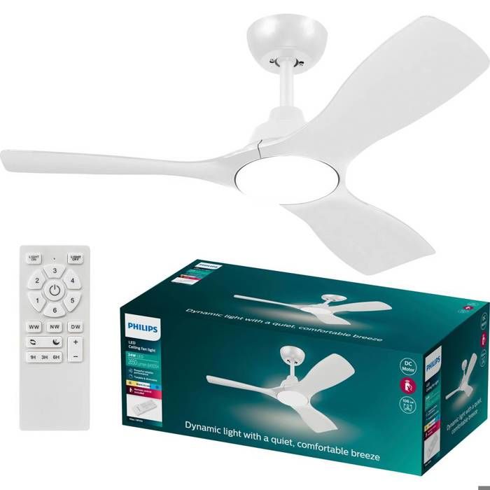 Philips LED Olas Ventilateur de plafond 30 W (Ø x H) 1070 mm x 310 mm blanc avec télécommande variable - Philips