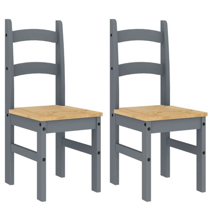 TOP 2025* Chaises à manger Scandinave Chaise Cuisine lot de 2 gris 40x46x99 cm bois massif de pin LV345