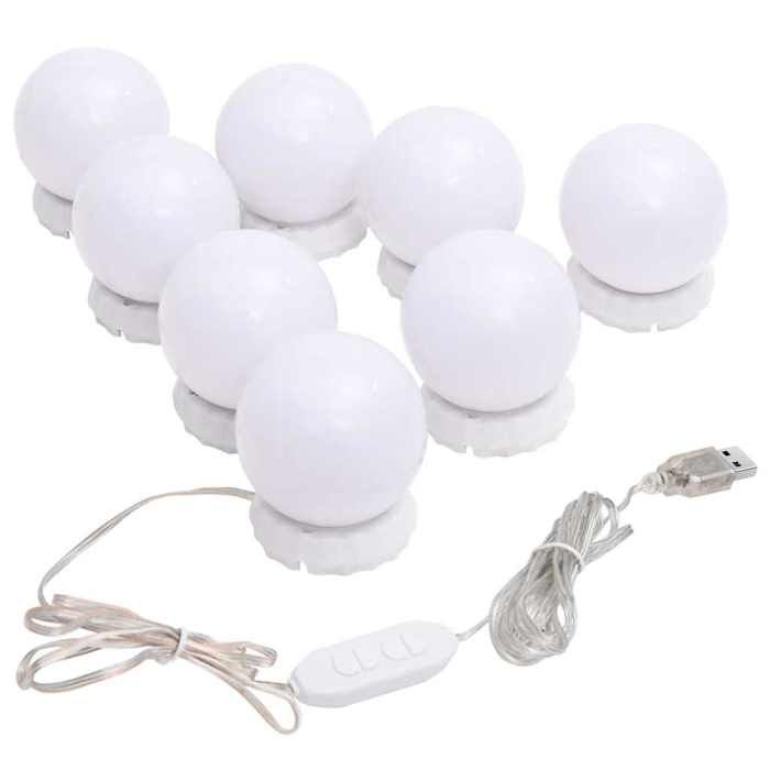 Lampe de miroir - vidaXL - 8 ampoules LED - Blanc chaud et froid - Modes de couleur