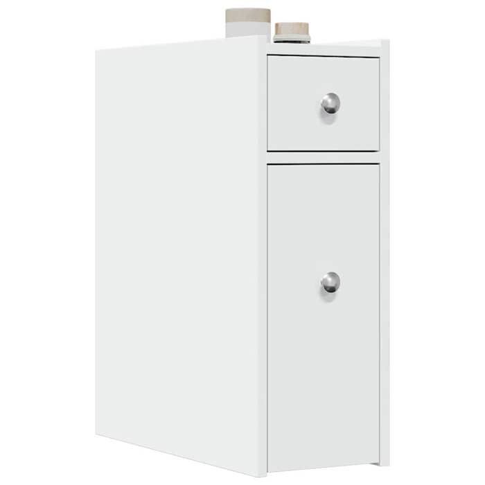 Solde dautomneColonne de rangement - RUIGOU - Armoire de salle de bain étroite avec roulettes blanc LEM45510