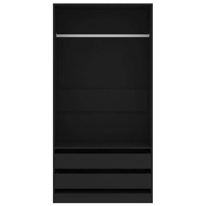 Noir Garde-robe JILLS Armoire penderie Pour chambre Noir 100x50x200 cm Bois dingénierie LV1544