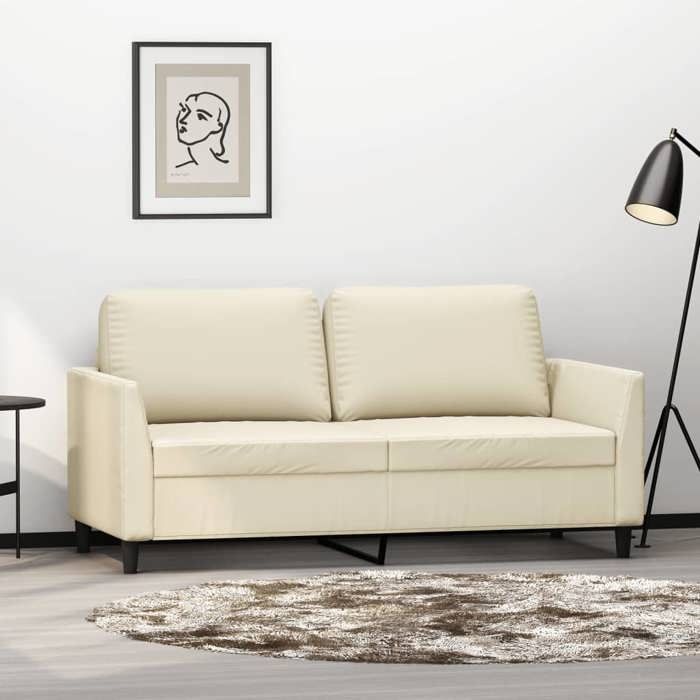 Canapé 2 places en similicuir - vidaXL - Crème - 140 cm - 160x77x80 cm - Similicuir - Cadre en métal