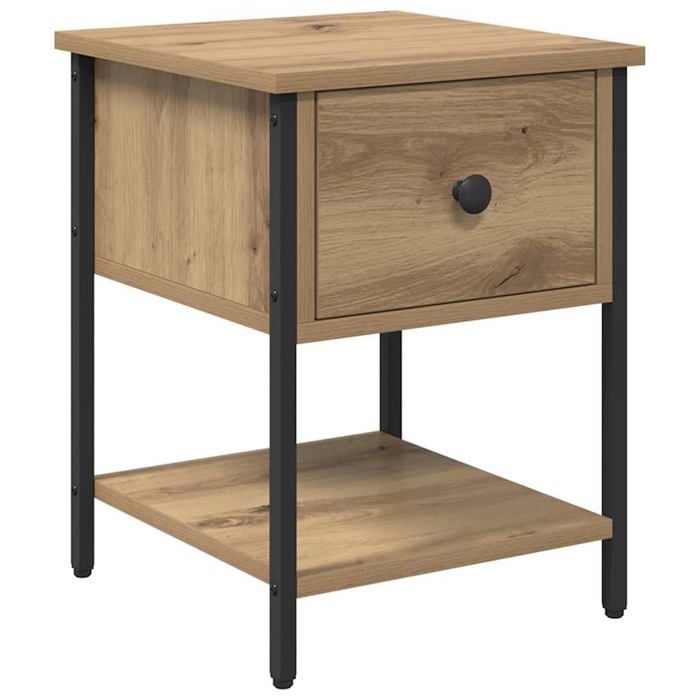 Table de chevet moderne - vidaXL - Tiroir - Étagère - Chêne artisanal - 34x355x45 cm - Bois dingénierie