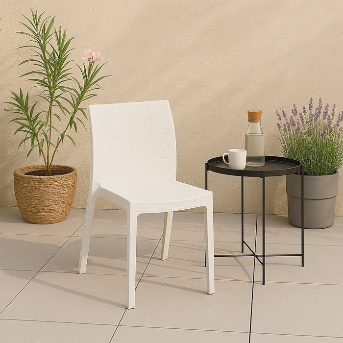 Chaise dExtérieur Ferla Dmora en Plastique Blanc Chaise dExtérieur Ferla Dmora en Plastique Blanc