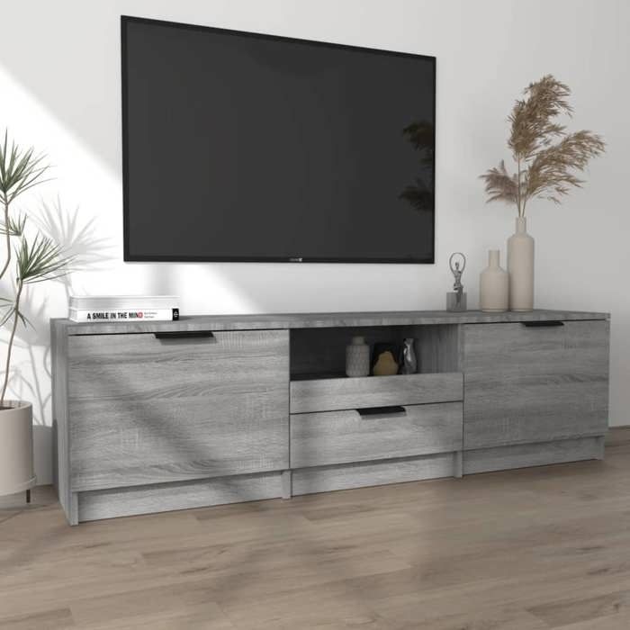 Meuble TV - Banc TV - Table TV - sonoma gris - 140 - MODERNE Meuble TV Sonoma gris 140x35x40 cm Bois dingénierie 86398