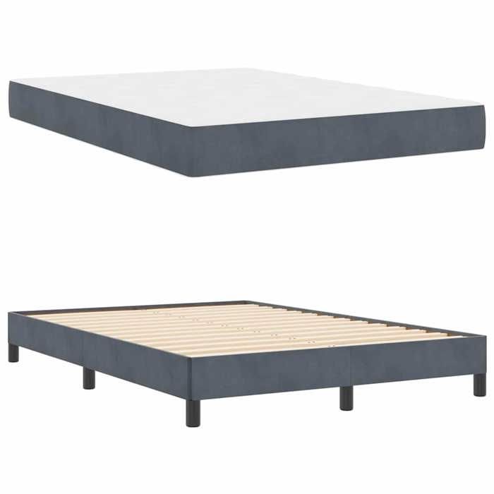 (Sale Christmas) Lit 2 places - 140x200 cm - Lit boxspring avec matelas - Gris foncé 140x200 cm Velours BB5952
