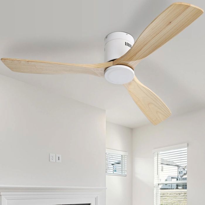 Ventilateur de plafond EDENDIRECT 132 cm en bois massif avec 3 pales en boistélécommandesans lumière - Edendirect