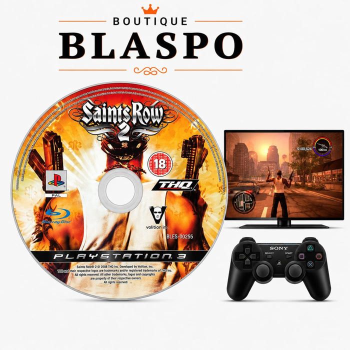 Thq Saints Row 2 Jeu PS3 Blu-Ray – Cd Jeu Uniquement Sans Boîtier – Jeu Action Monde Ouvert PlayStation 3
