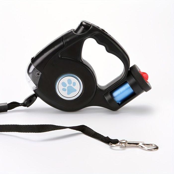 Laisse rétractable pour animaux avec distributeur de sacs à déjections — Laisse pour chien / Laisse pour animaux