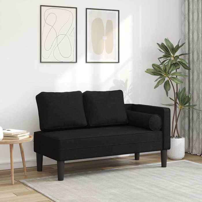 Magnifique - NEUF Noir Chaise longueFonction RELAXClassiquepour 1 Personneavec coussins noir tissu 1165x62x575cm3065