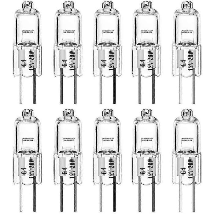 10 ampoules halogènes G4 T3 20 watts G4 à 2 broches 12 volts blanc chaud dimmable 20w 12v 2700k [classe énergétique C]