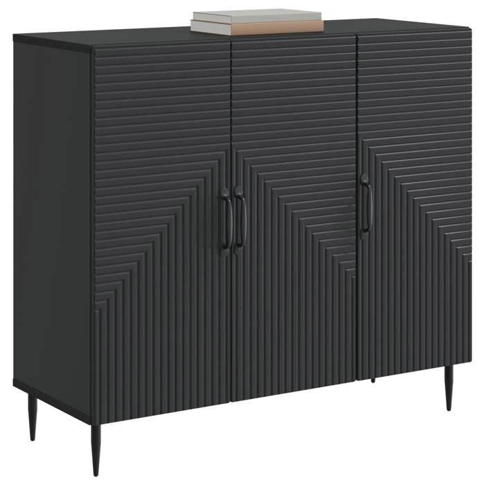 Buffet bas séjour{1 pièce}meuble de rangementdesign épuré Noir 89 x 345 x 80 cm Bois dingénierie vow59d40