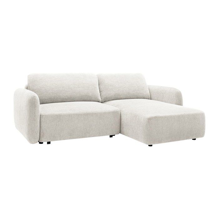 Canapé dangle droit convertible en tissu chenille blanc cassé PLUFATI