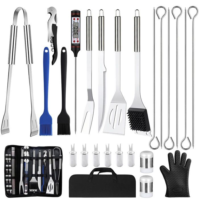 27Pcs Set de Barbecue en Acier Inoxydable Ensemble d’Ustensiles de Grillade Professionnels Accessoires B USTENSILE BARBECUE PLANCHA