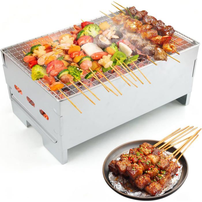 Barbecue Charbon De Bois Mini Barbecue Barbecue De Table Grilloir Barbecue Compact Pour Jardin Balcon Voyage Camping[Ji47]