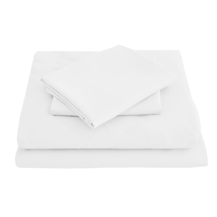 1 Parure de lit 4 pièces satin coton égyptien 1000 fils draps et taies oreiller pour lit Queen blanc .