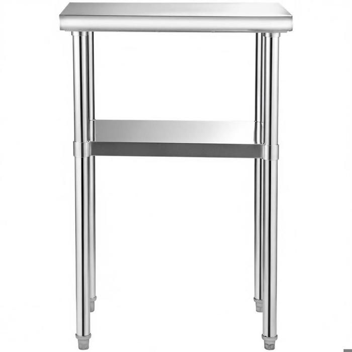 2 niveaux table de travail inox 61 x 46 x 91 cm pour préparation et rangement étagère réglable charge 272 4 kg