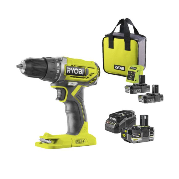 Perceuse visseuse RYOBI 18V One+ R18DD2 2 batteries 20Ah et 1 batterie 40Ah 2 chargeurs