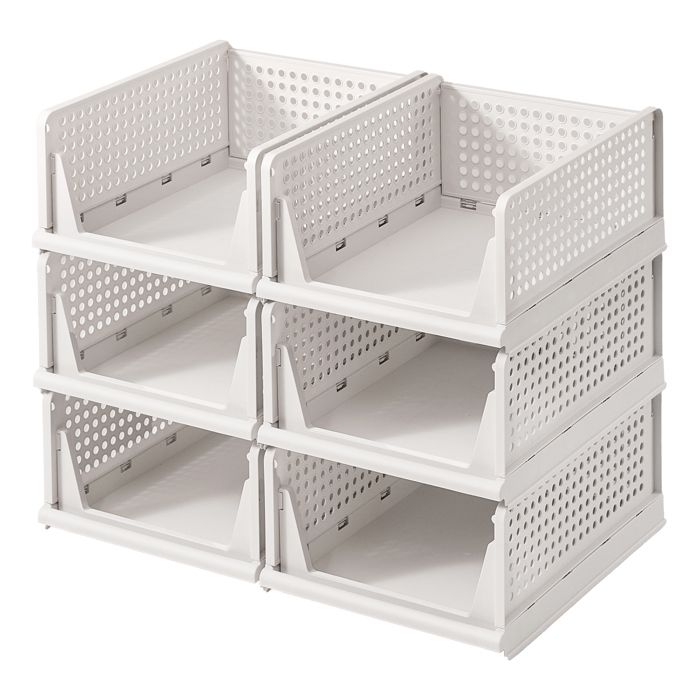 Organisateur d’Armoire de chambre Coulissant Empilable Lot de 6 Blanc