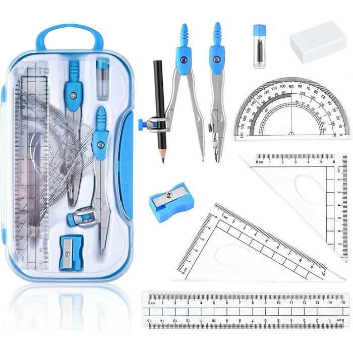 Kit De Dessin Géométrie Complet - Règles, Compas, Rapporteurs En Métal Pour étudiants Et Artistes