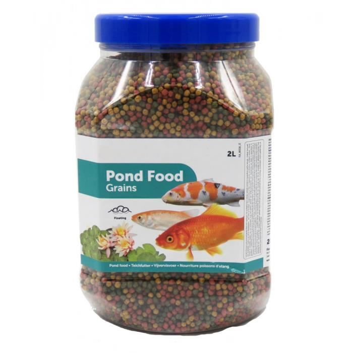 nourriture pour poissons d'étang en granulat - animallparadise - 2 litres - noir