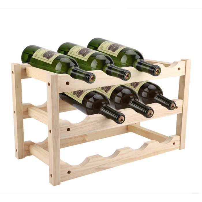 Étagère à Vin en Bois 4-6 bouteilles Casier à Vin Support Range-bouteilles