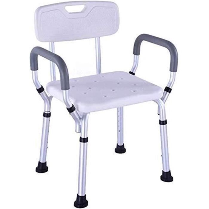 Tabouret de chaise de douche réglable chaise de douche de bain de sécurité en alliage daluminium Tabouret de douche à hauteur réglable avec chaise daccoudoir arrière pour femme enceinte âgée 