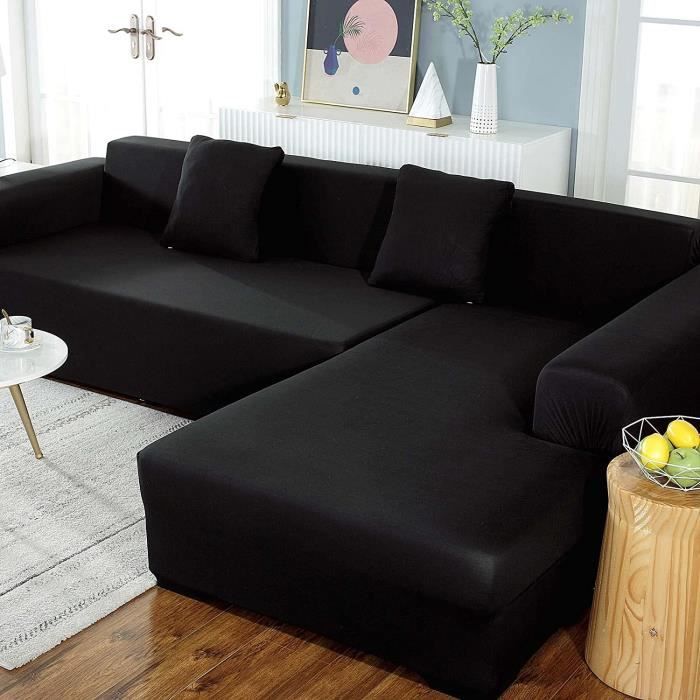 Housse de canapé d'angle en forme de L avec housse élastique pour canapé 1/2 /3/4 places (Le canapé d'angle en L Doit en Acheter Deux) (Color : H, Size : 3 places(190-230cm