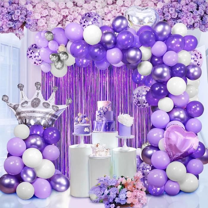 Décoration de fête violet ballon guirlande Kit fille joyeux anniversaire 2  décoration mariage arc ensemble fiançailles décors fournitures douche