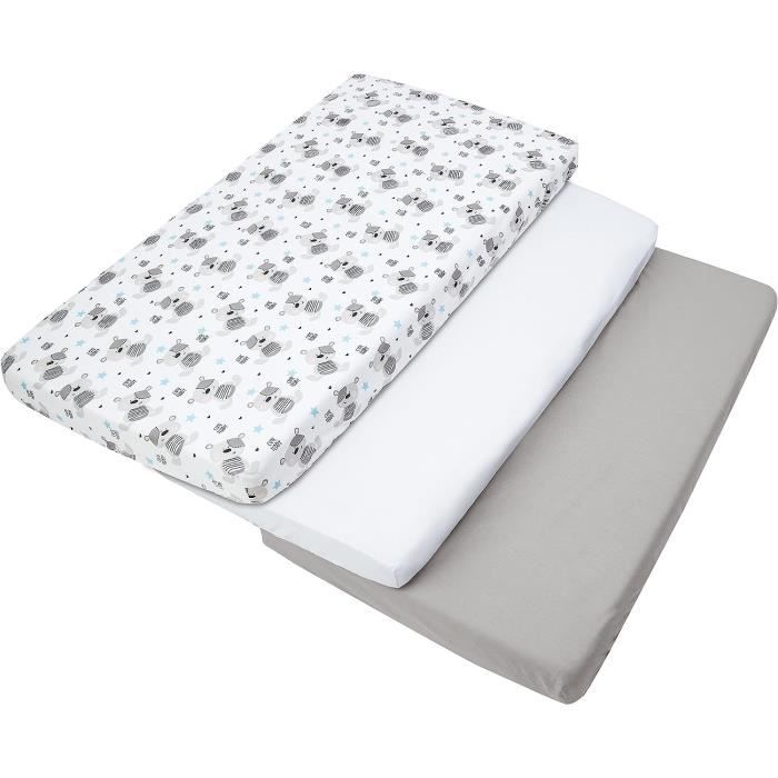 3Pcs Ensemble Drap Housse Pour Un Lit Bébé 60X120 Cm 100% Coton Literie  Bébé Matelas Enfant Sac De Couchage Lit Bébé[x5658]