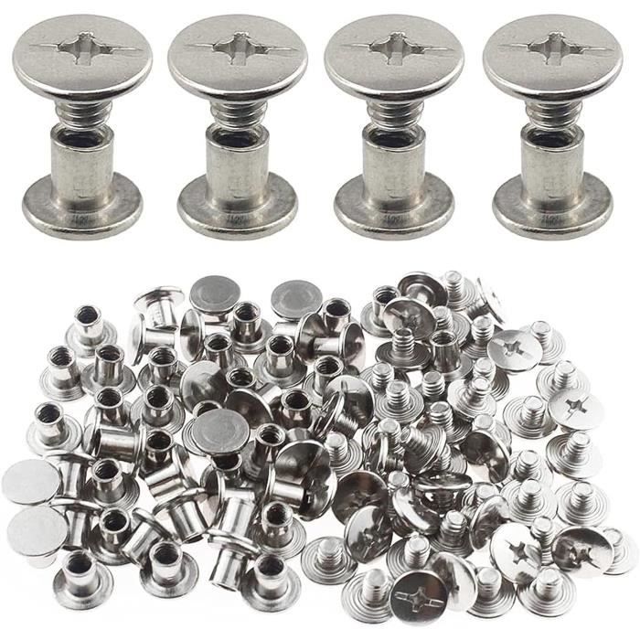 50 Paires Rivets D'Amarrage Chicago Plaquées 5Mmx 8Mm Reliure Chicago ...
