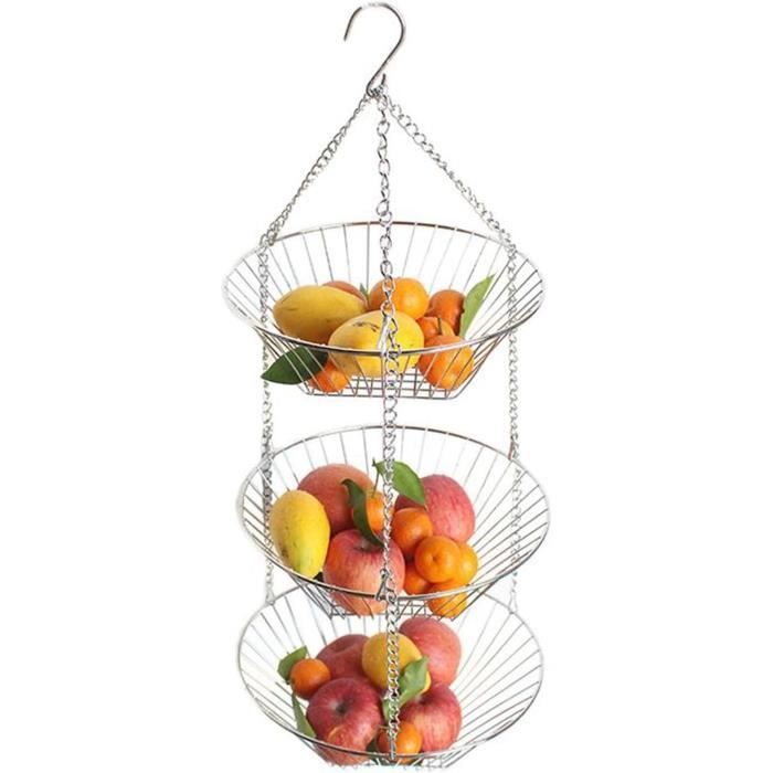 3 niveaux fil suspendu panier uits légumes organ... – Grandado