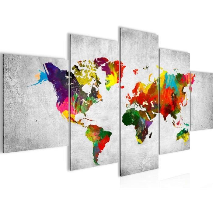 Tableau Déco Toile Intissée Carte Du Monde - Impression Murando, Modèle 020113-79