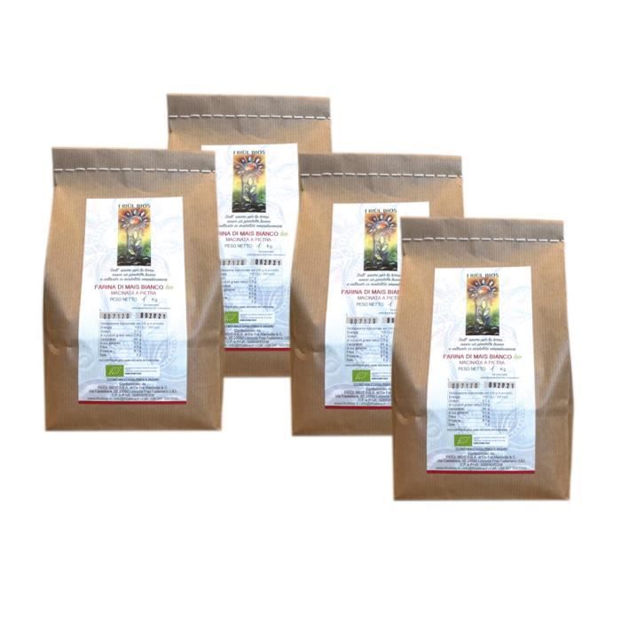 Farine de maïs blanc biologique utilisée pour la préparation de la polenta blanche qui, en
