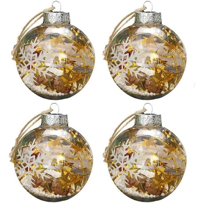 Paris Prix Lot de 4 Boules de Noël Brillantes 10cm Or pas cher