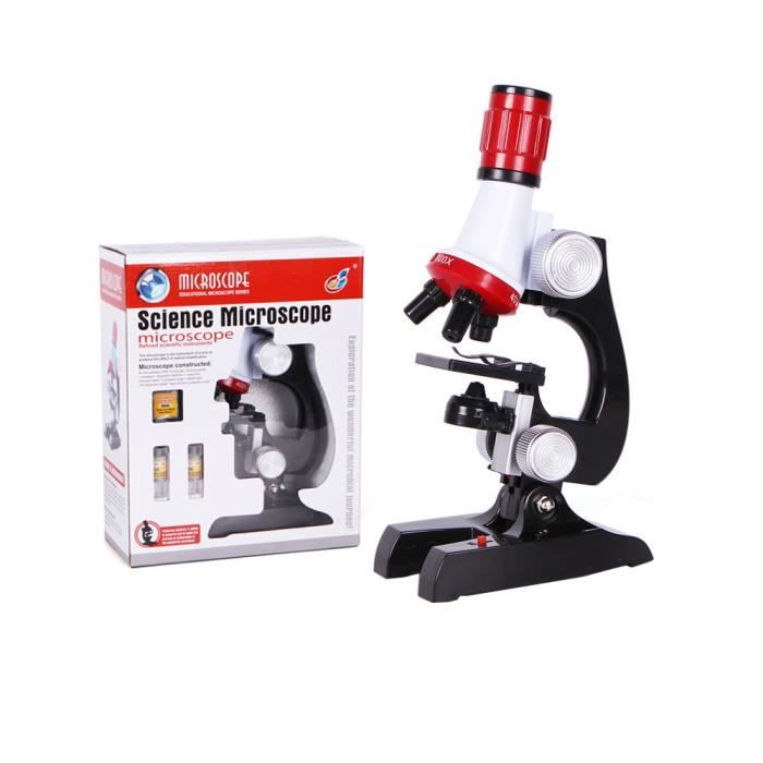 400X et 1200X Jouets éducatifs de Science Cadeaux OneSky-UK Microscope Kit avec LED pour Enfants Débutants grossissements 100X 