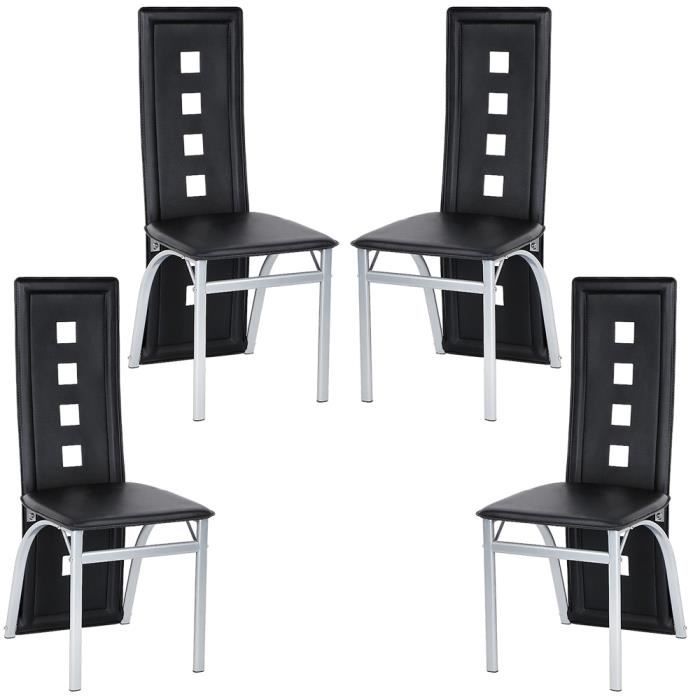 Ensemble de 4 chaises de salle à manger - Noir - L 50 x P 53 cm