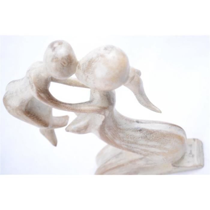 Artisanal Statue Abstraite Couple en Fusion h30cm en Bois Massif sculpt/é Main