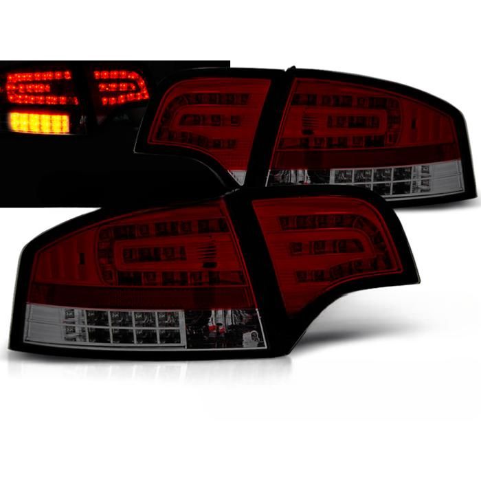 Paire feux arriere Audi A4 B7 berline de 2004 a 2008 LED rouge fume-30880896
