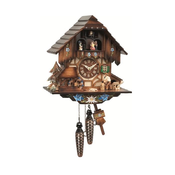 Quartz Coucou Horloge Maison Forêt Noire avec Musique et Danseurs, Buveurs de Bière en Mouvement 48717 QMT
