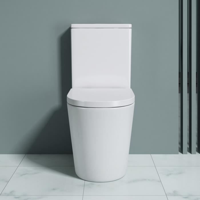 Sogood WC Suspendu Blanc Cuvette Céramique Toilette Abattant Silencieux avec Frein de Chute Aix108-K 