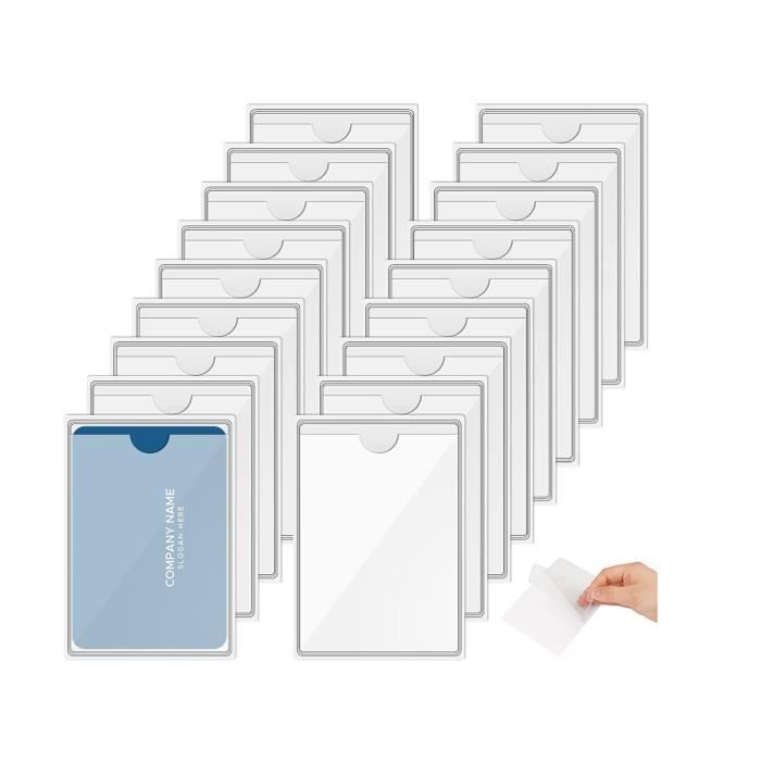 14 Pochettes Adhésives Transparentes A5 - Porte Étiquettes Autocollantes Pour Cartes Et Fiches - Organisation Bureau Et Maison