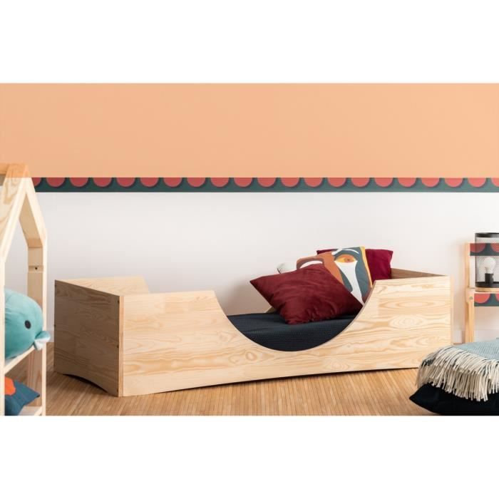 Lit Enfant 90 X 170 Cm Avec Sommier Style Moderne En Bois Naturel Modele P2 Cdiscount Maison