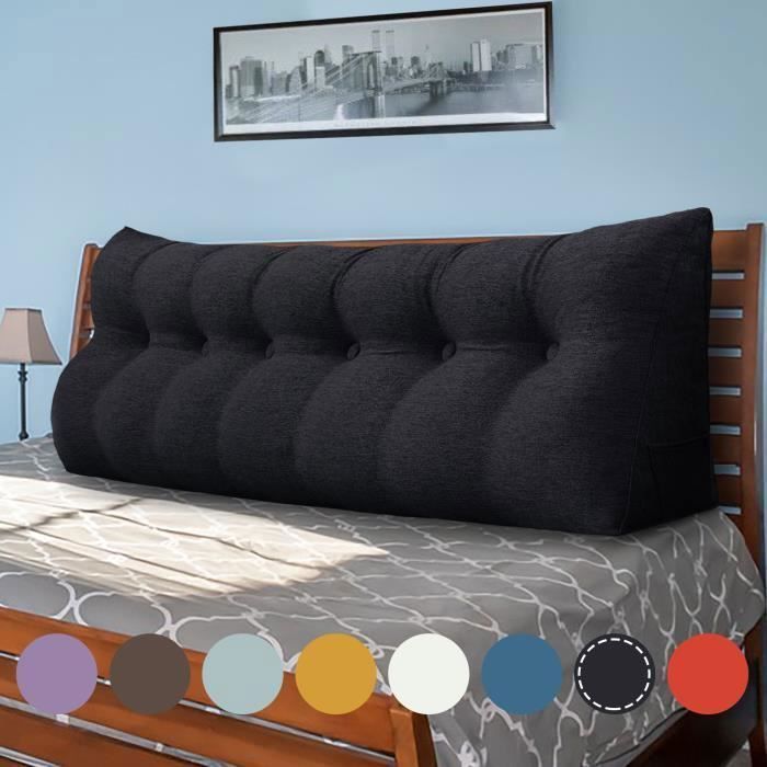 Coussin de Lecture Triangulaire Canapé avec Housse Amovible Support Dos et Dossier Idéal Lit et Salon 180 cm Noir Coussin de Lecture Triangulaire Canapé avec Housse Amovible Support Dos et Dossier Idéal Lit et Salon 180 cm Noir