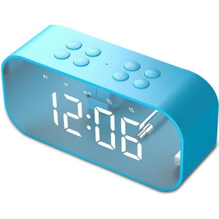 Enceinte bluetooth acve LED Horloge Digitale Réveil Miroir Haut Parleur Bluetooth sans fil Support TF USB lecteur Musique Bleu - enceinte nomade, avis et pas cher - Cdiscount