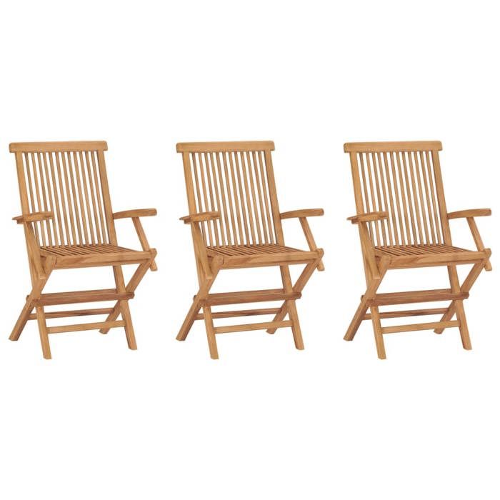 vidaXL Chaises de jardin pliables 3 pcs Teck massif - vue 2