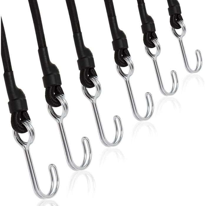 Lot De 8 Tendeurs Élastiques Avec Crochets - 25 Cm - Sandow Caoutchouc Pour Transport, Camping, Bâche